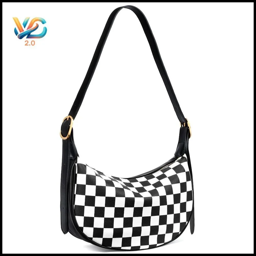 Vegan Leather Hobo Crossbody Bag with Adjustable Strap, Recycled Material - Picture 1 of 7
